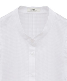 earth music&ecology ミニチェックバルーンスリーブブラウス