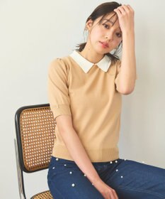 Feroux 【洗える】バイカラー襟 ニット