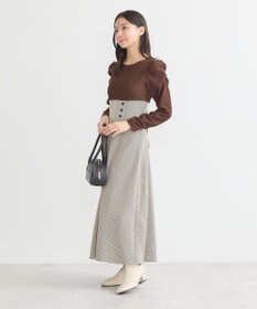 earth music&ecology リブカットソードッキングワンピース