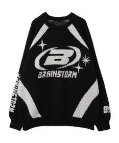 WEGO 配色スポーツグラフィックフラッフィーニットプルオーバー