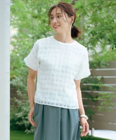 J.PRESS LADIES S 【洗える】チェックコンビジャージー カットソー