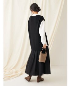 CRAFT STANDARD BOUTIQUE 【2点セット】洗える 60/2 14G片畦Vネックベスト+ロンTEE SET