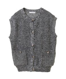 Green Parks シルバーボタンクルーネックベスト