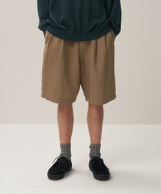 ATON COTTON LINEN VOILE | ツータックイージーショーツ - UNISEX