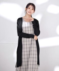 Tiaclasse 【洗える】バックリブプリーツ編みロングカーディガン