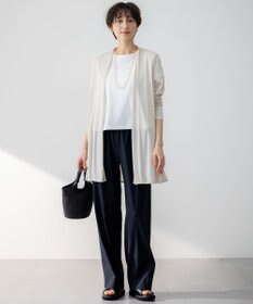 23区 【洗える】リネンレーヨンストレッチ ドロスト ワイド パンツ