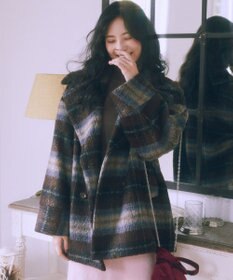 earth music&ecology チェックシャギーコート