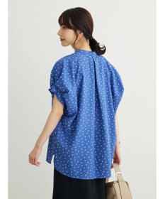 Green Parks ドット柄タックスリーブブラウス