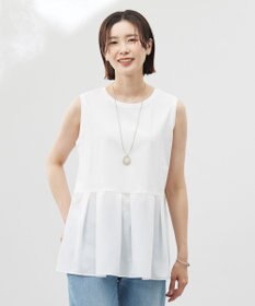 J.PRESS LADIES 【洗える】ノースリーブスムースジャージー フレア カットソー ホワイト系