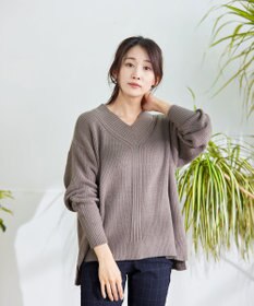 Tiaclasse L 【洗える】Vネック起毛ニットトップス