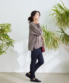 Tiaclasse L 【洗える】Vネック起毛ニットトップス