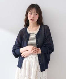 earth music&ecology 【予約】接触冷感シアークルーニットカーディガン