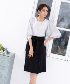 Tiaclasse L 【洗える】快適な履き心地のダブルクロスセミタイトスカート