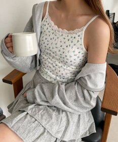WEGO 【カップ付きインナー】花柄レースカップインキャミ