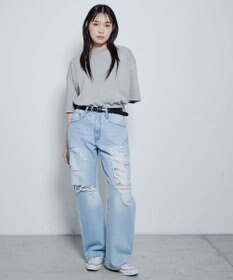 WEGO ダメージデニムワイドパンツ