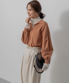 組曲 S 【加藤ローサさん着用】ポロ襟ストレッチニット