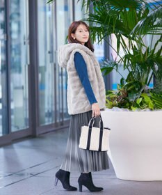 Tiaclasse 【ウエストゴム・洗える】カットソーアコーディオンプリーツスカート