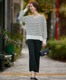 自由区 【XSサイズ～/洗える/セット着用可】ドライコットンハイゲージVネック ニット