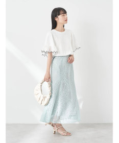 earth music&ecology 配色スカラップスリーブＴＥＥ