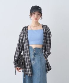 earth music&ecology フーディーチェックシャツ