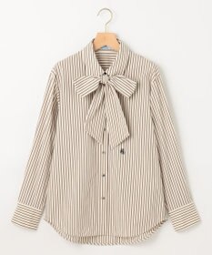 組曲 L 【ボウタイ付き】コンパクトシャーティング ストライプシャツ