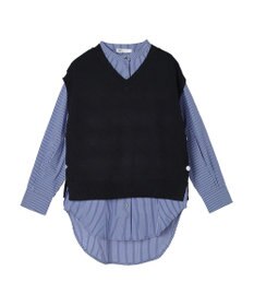 CRAFT STANDARD BOUTIQUE 【洗える】ニットベスト+バンドカラーシャツ-SET