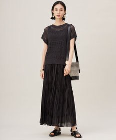 自由区 L 【洗える】レーシーリネンコットン ニット