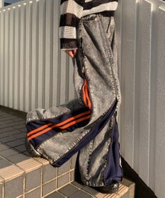 WEGO 【ユニセックス着用ITEM】ジャージドッキングZIPデニムパンツ