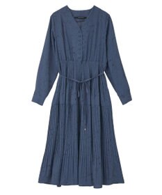 YECCA VECCA ラインボタニカル柄プリーツワンピース