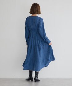 YECCA VECCA ラインボタニカル柄プリーツワンピース