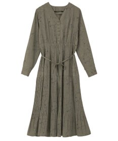 YECCA VECCA ラインボタニカル柄プリーツワンピース