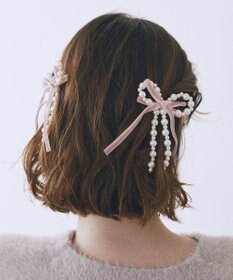 Maison de FLEUR パールベロアリボン2セットクリップ
