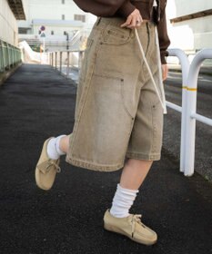 WEGO ウエストドロストダブルニーバギーハーフパンツ