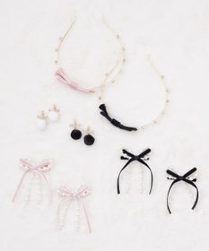 Maison de FLEUR パールベロアリボン2セットクリップ