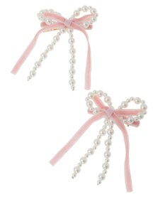 Maison de FLEUR パールベロアリボン2セットクリップ