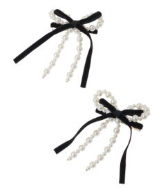 Maison de FLEUR パールベロアリボン2セットクリップ