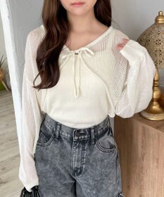 WEGO アンサンブルメッシュリボンカーディガン