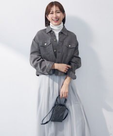 自由区 L 【洗える】シルクウールリブタートルネック ニット