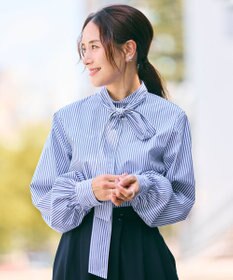 #Newans 【洗濯機可】ステッチデザインリボンタイブラウス