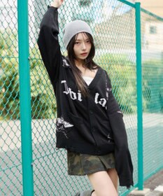 WEGO 【ユニセックス着用ITEM】ダメージジャガードカーディガン