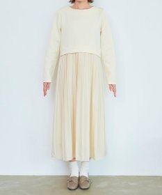 Tiaclasse L 【洗える】裏起毛ドッキングワンピース