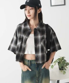 WEGO 【手洗い可/綿100％】オンブレチェックショートシャツ