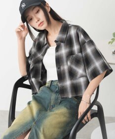 WEGO 【手洗い可/綿100％】オンブレチェックショートシャツ