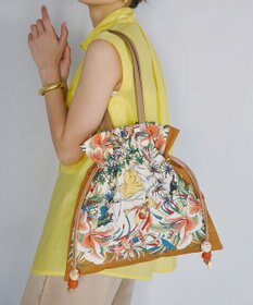 TOPKAPI 【TREASURE TOPKAPI】マイルドサテン スカーフ柄 巾着 トート バッグ