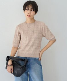 AMERICAN HOLIC ケーブル５分袖ニットプルオーバー