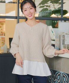 Tiaclasse ツイードコンビフレアチュニック