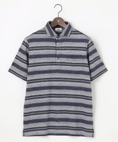 JOSEPH ABBOUD 【吸水速乾】リネンマルチボーダー ポロシャツ