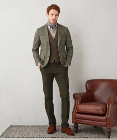 JOSEPH ABBOUD 【裏起毛/ウエスト伸びる】オーガニックコットン2WAYストレッチカルゼ パンツ