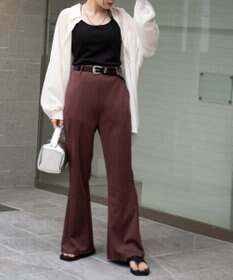 WEGO ポンチセンタープレスフレアパンツ