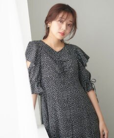 Feroux 【洗える】ショルダーオープンドット ワンピース